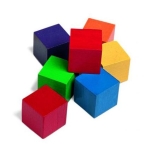 Cuburi de lemn colorate - Set de 100 buc în 6 culori